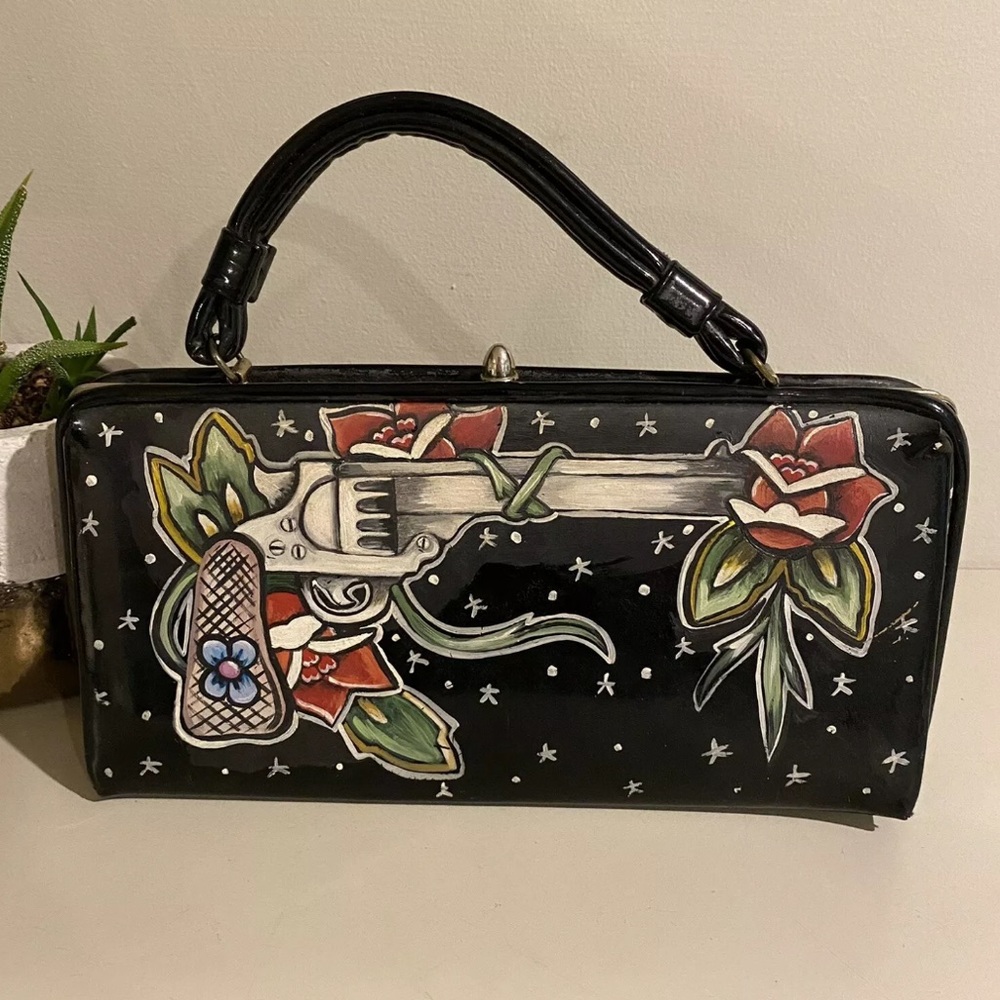 Vintage Handpainted Tattoo Inspired Handbag Purse